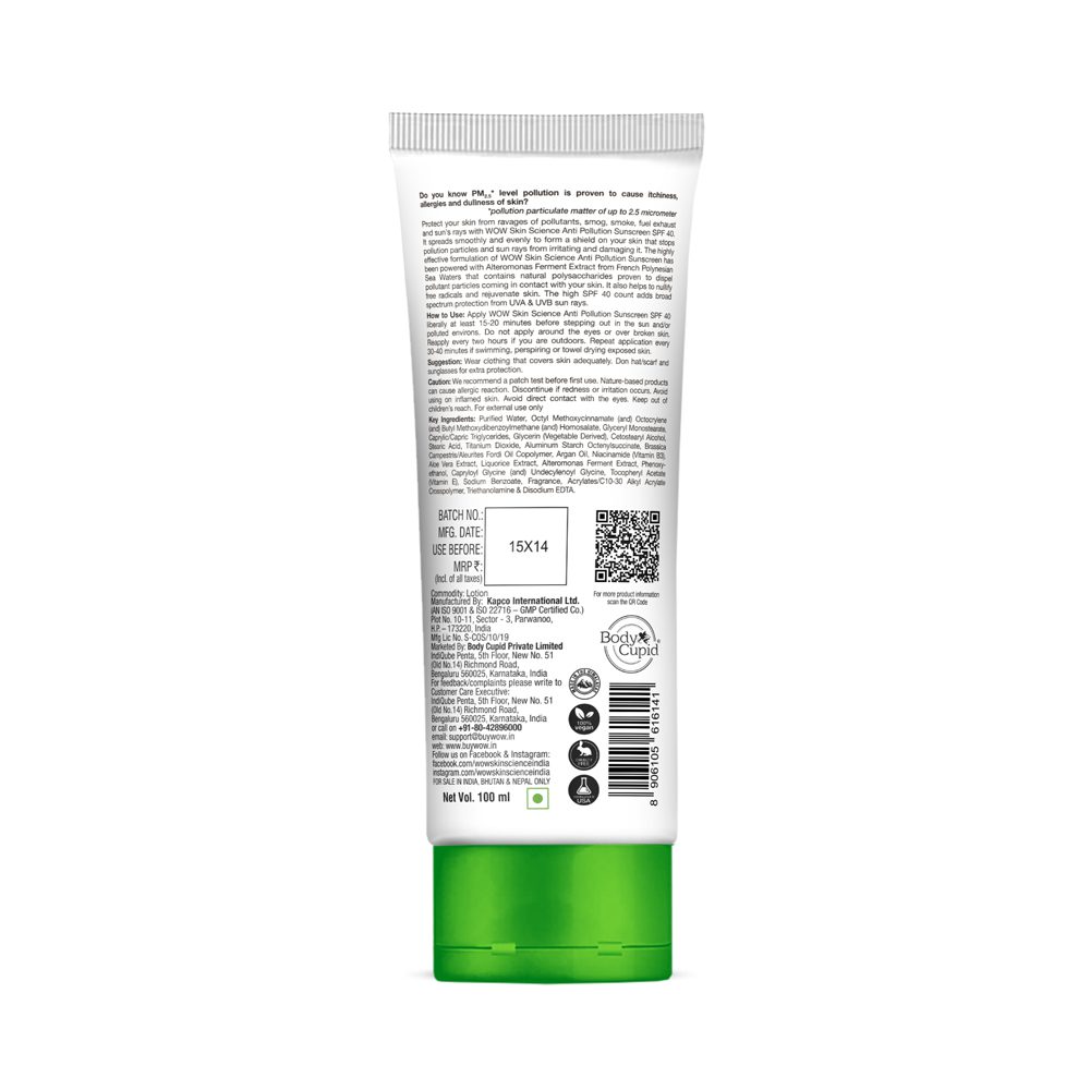 Wow Skin Science Anti Pollution Sunscreen Spf 40 Lotion - Image 2