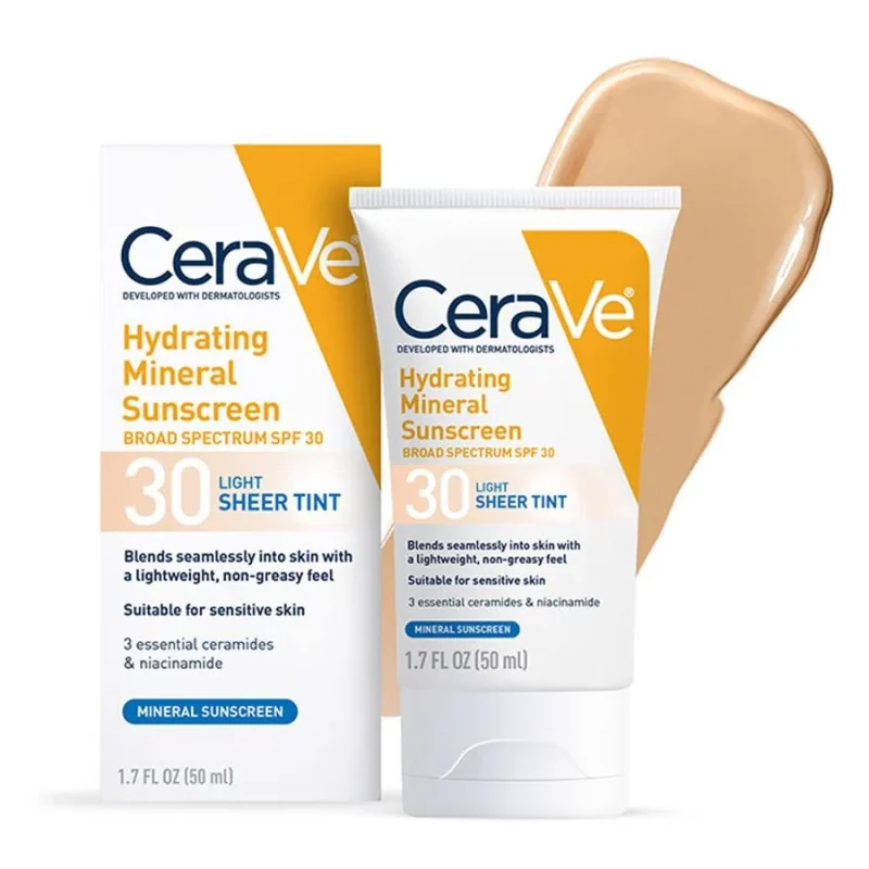 CeraVe Hydrating Mineral Sunscreen SPF 30 Face (Light)
