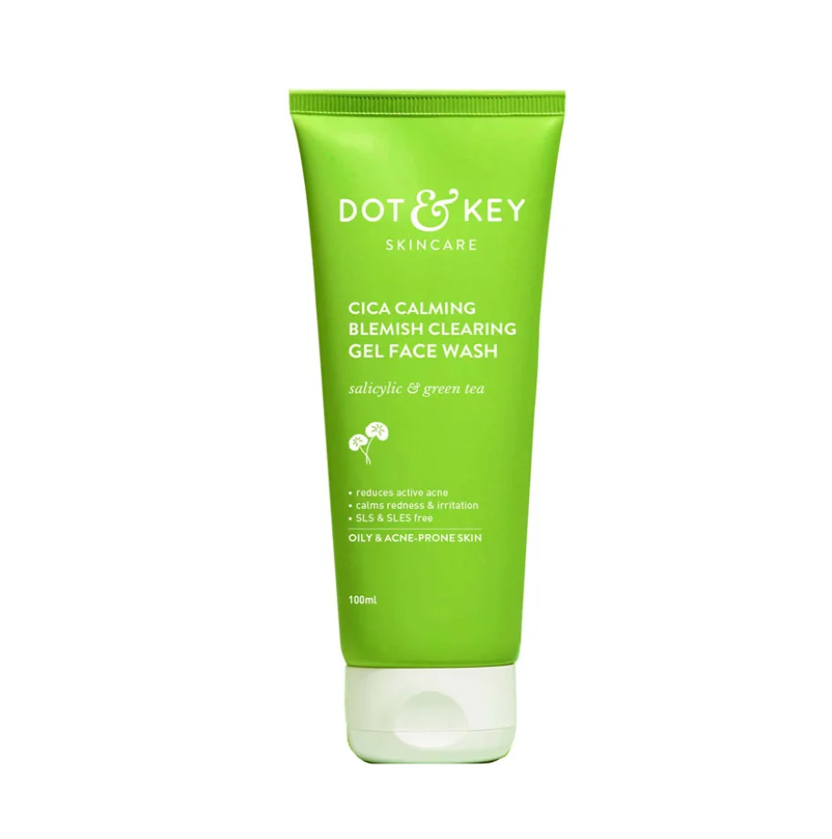 Dot & Key Cica Calming Blemish Clearing Gel Face Wash  100ml (with Salicylic Acid & Green Tea)