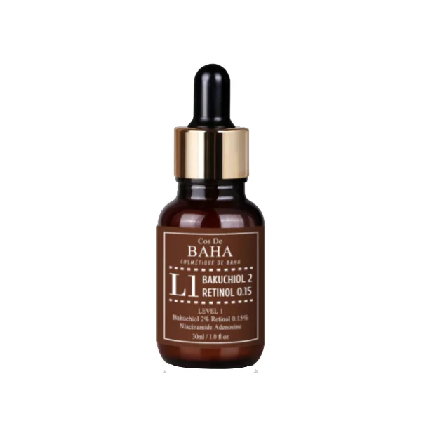 Cos De BAHA-Bakuchiol 2% Serum with Retinol for Face, Anti-Aging, Hyperpigmentation and Acne Flare-Ups, 1 Fl Oz 30ml (L1)