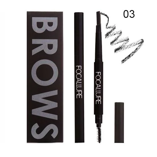 Focallure 2 In 1 Automatic Waterproof Eyebrow Pencil – 03 Black