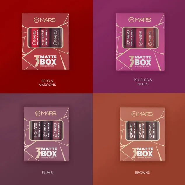 Mars Matte Box Set of 3 Lipsticks for Women