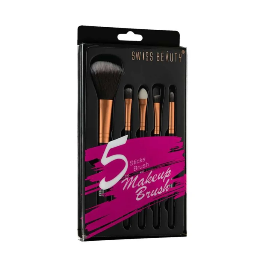 Swiss Beauty 5 Sticks Makeup Brushes - Golden 01