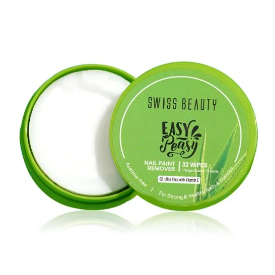 Swiss Beauty Easy Peasy Nail Paint Remover 32pcs Wipes Aloe Vera With Vitamin E 02