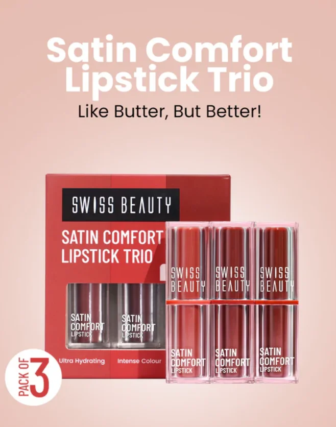 Swiss Beauty Satin Comfort Lipstick Trio3-in-1